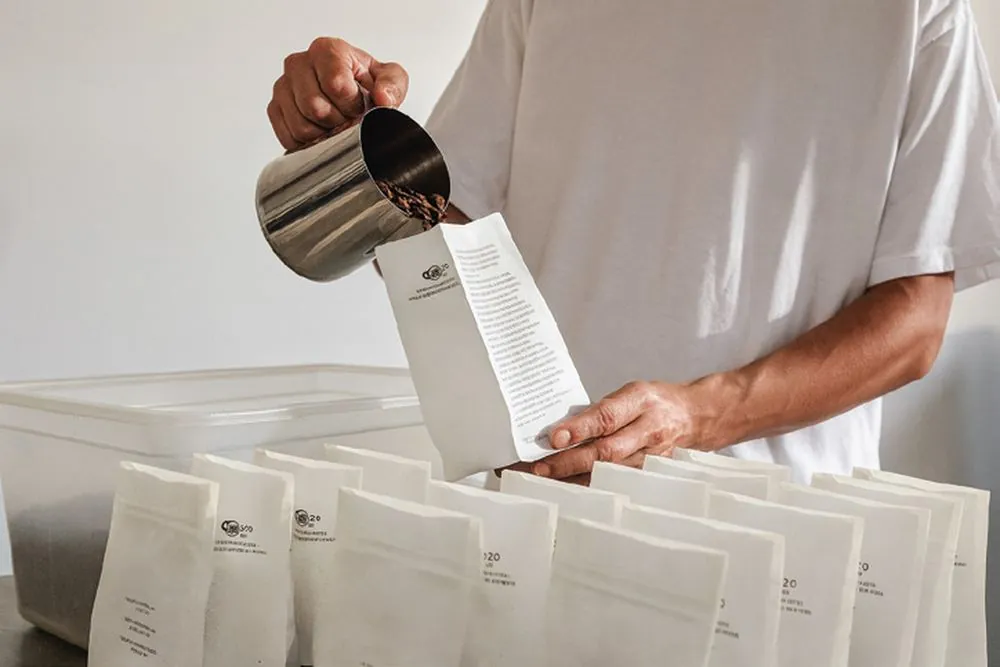 Grounds coffee bags being packaged
